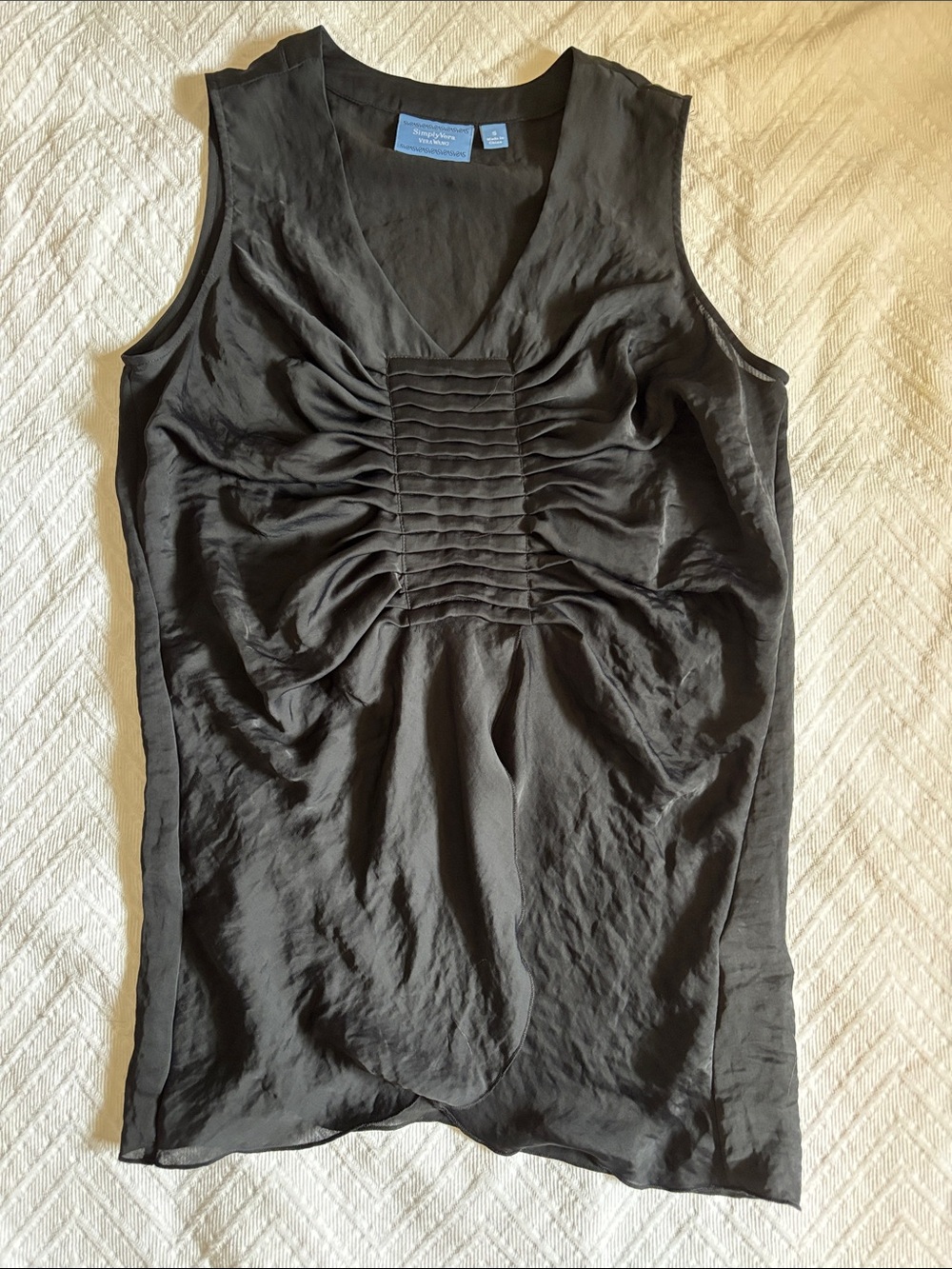 Simply Vera Wang Black Ruched V-Neck Shell Top